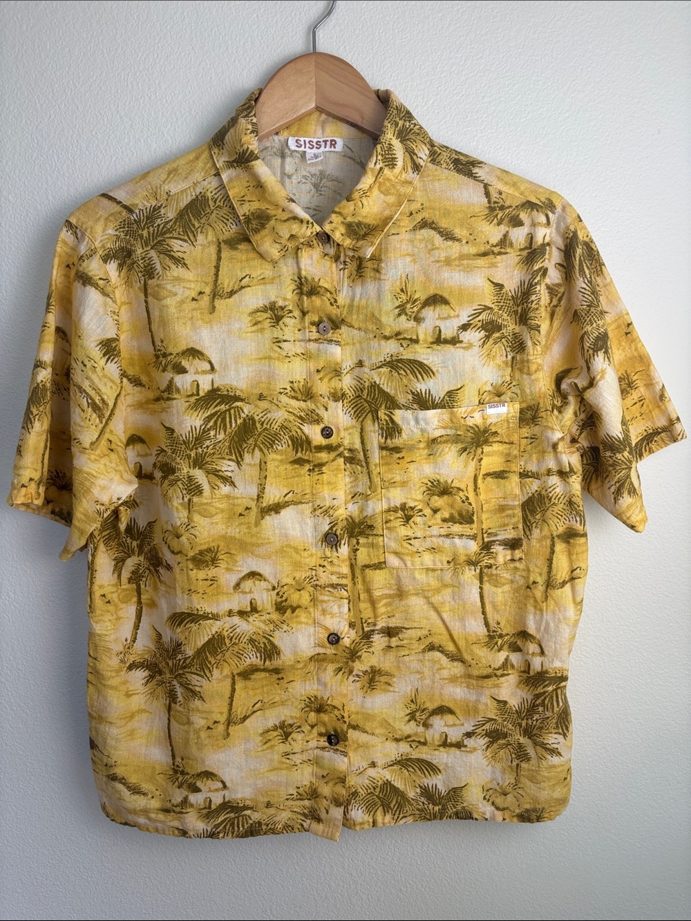 Sisstrevolution Camp Shirt Distant Shores Tropical Sunshell Yellow -  Women’s S